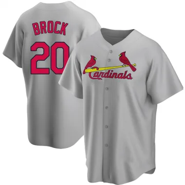 Men's St. Louis Cardinals #20 Lou Brock Authentic Cream Throwback