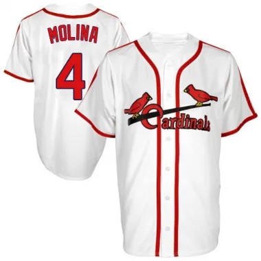 Men's St. Louis Cardinals #4 Yadier Molina Cream USA Flag Fashion